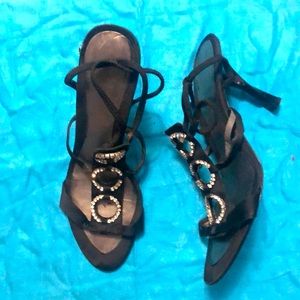 NINE WEST. Rhinestone, HIGH HEEL, SANDAL SZ10 USED